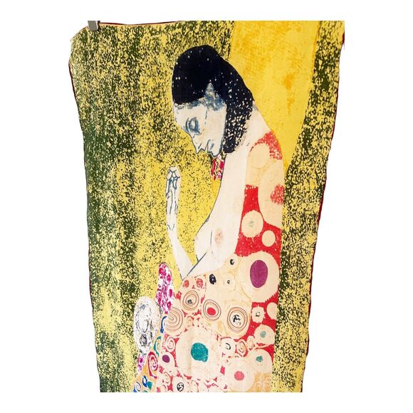 Gustav Klimt Abandoned Hope II Long Silk Scarf Wrap Art To Wear - Picture 3 of 4